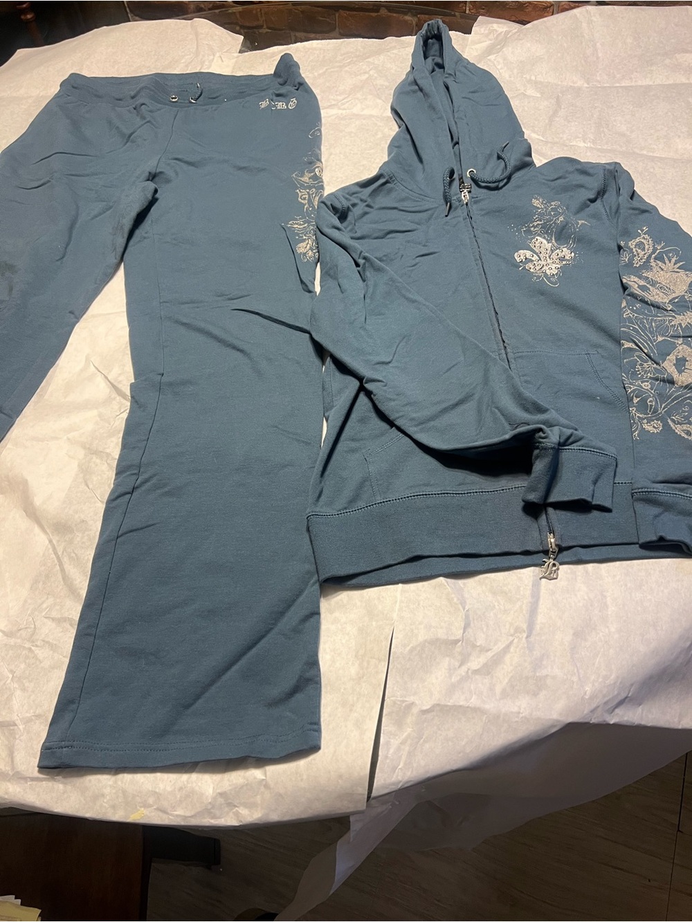 BCBGMaxAzria Navy Zip Hoodie with Decorative B Pendant